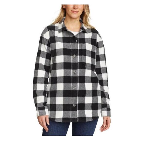 Eddie Bauer Womens Microfleece Plaid Front Button Shirt, Size.S.  BF - Picture 1 of 2